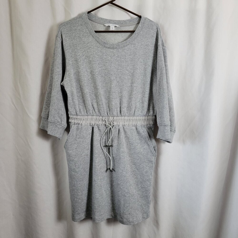 Pop Sugar Dress French Terry drawstring Gray Large Sporty Streetwear Minimalist